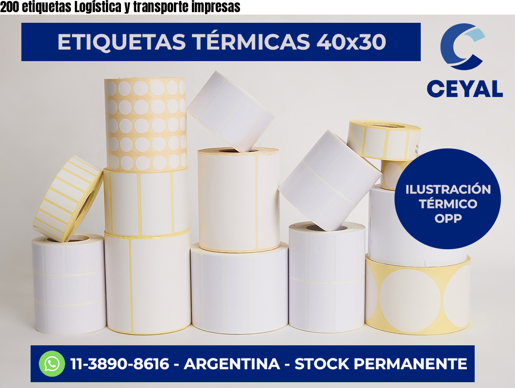 200 etiquetas Logística y transporte impresas