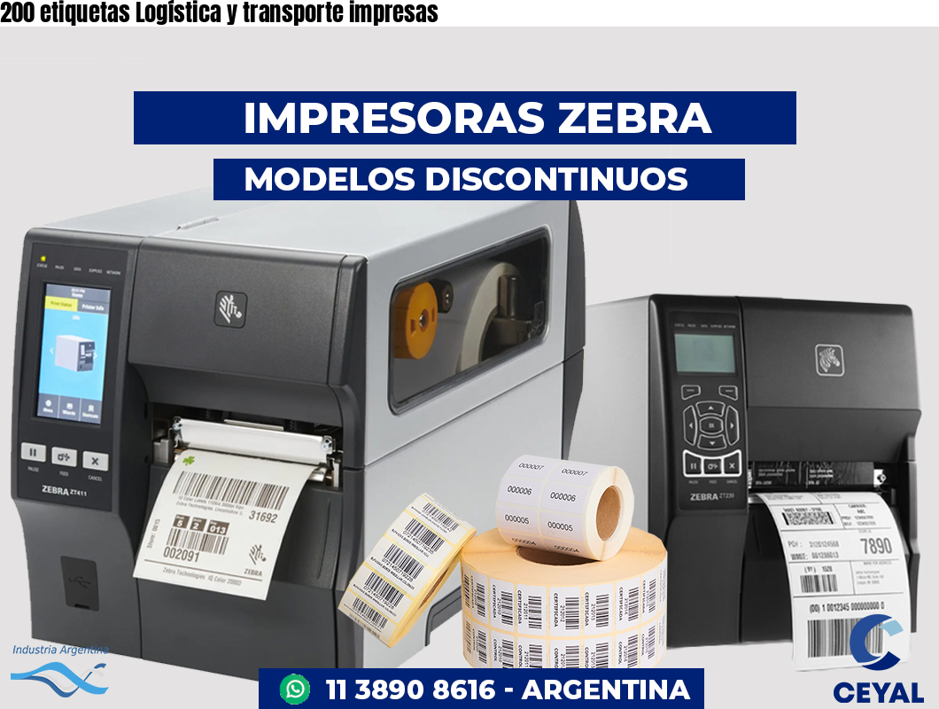 200 etiquetas Logística y transporte impresas
