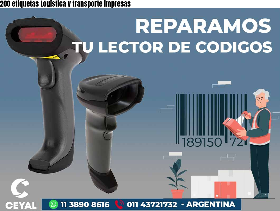 200 etiquetas Logística y transporte impresas