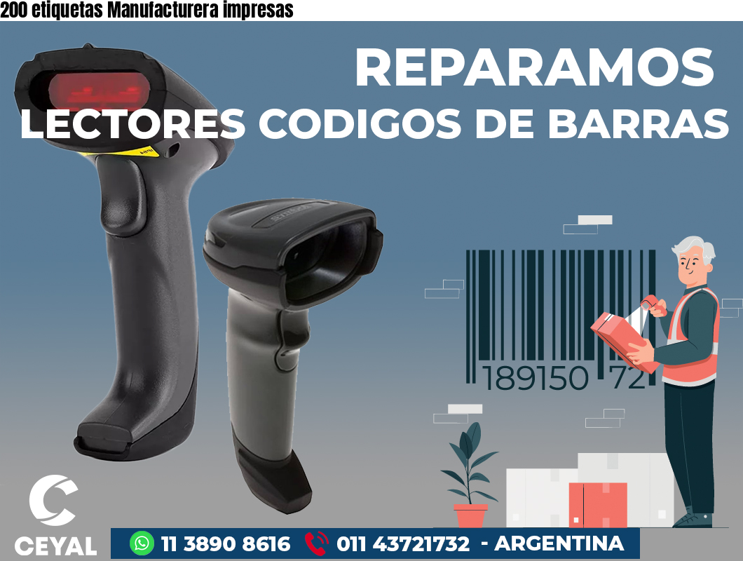 200 etiquetas Manufacturera impresas
