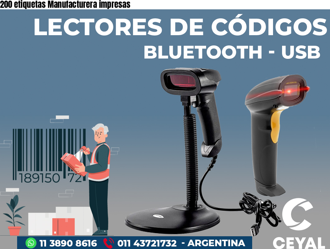 200 etiquetas Manufacturera impresas