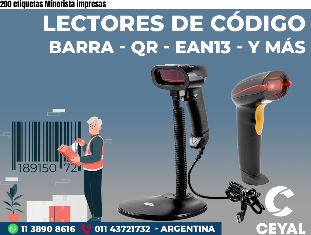 200 etiquetas Minorista impresas