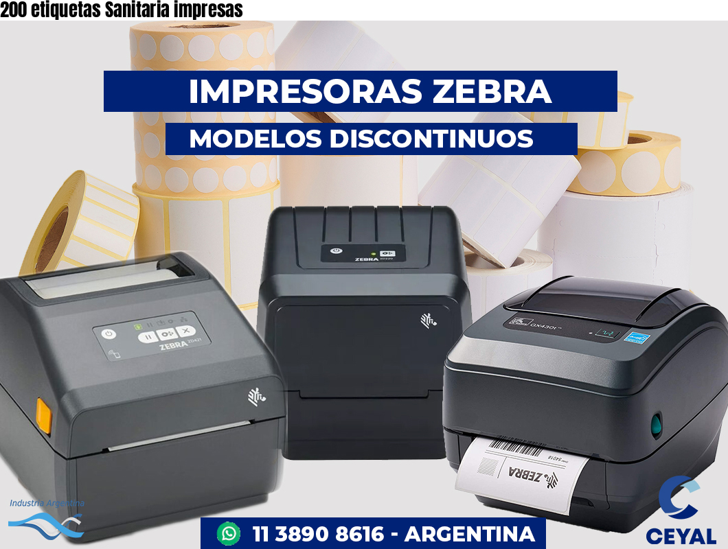 200 etiquetas Sanitaria impresas