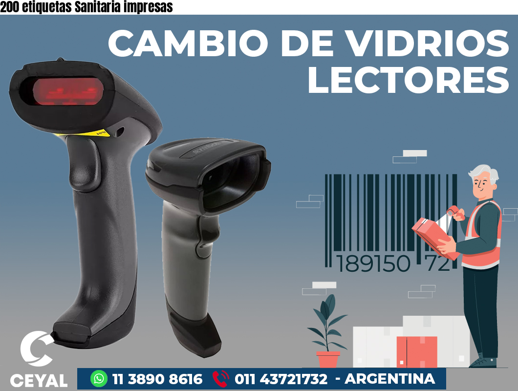 200 etiquetas Sanitaria impresas