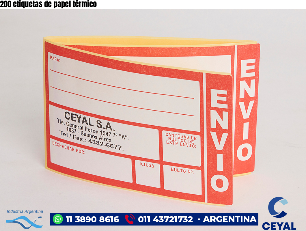 200 etiquetas de papel térmico