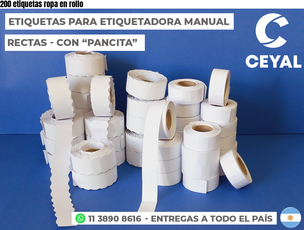 200 etiquetas ropa en rollo
