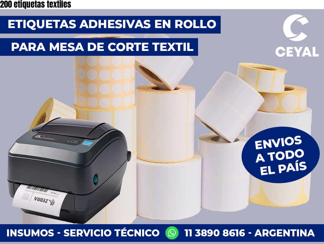 200 etiquetas textiles