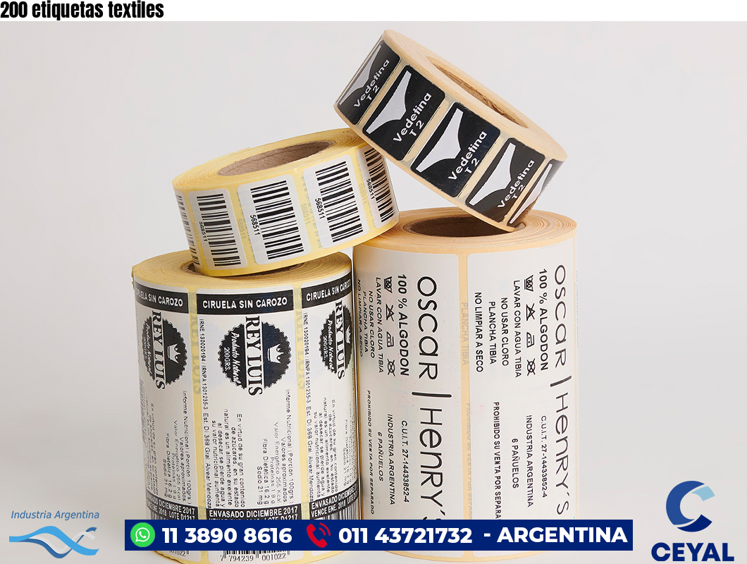200 etiquetas textiles