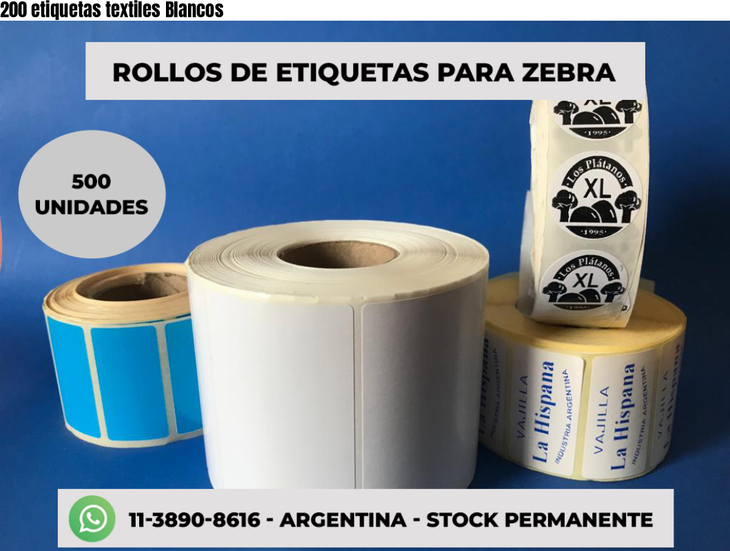 200 etiquetas textiles Blancos