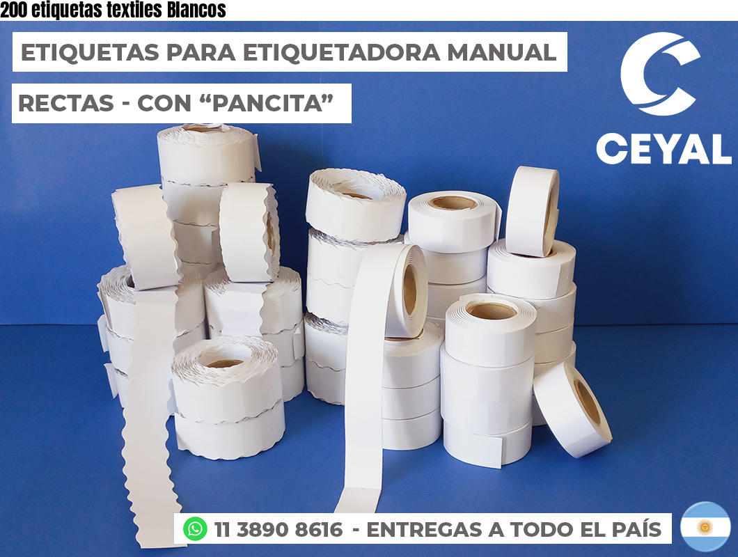 200 etiquetas textiles Blancos