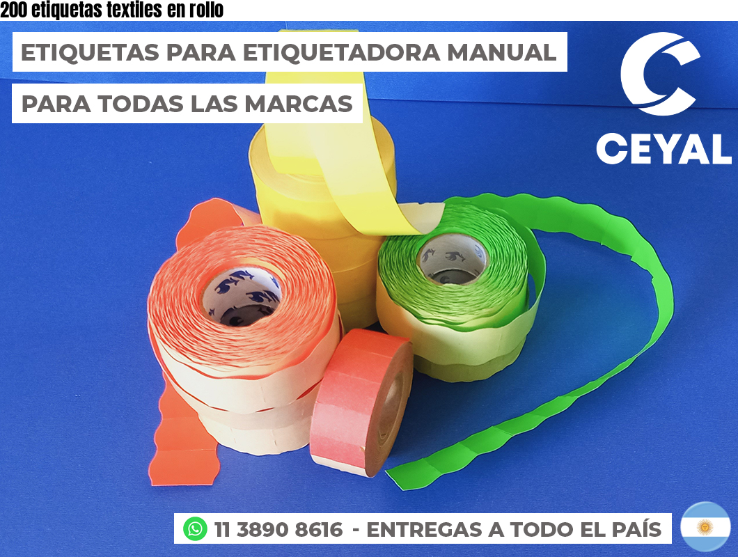 200 etiquetas textiles en rollo