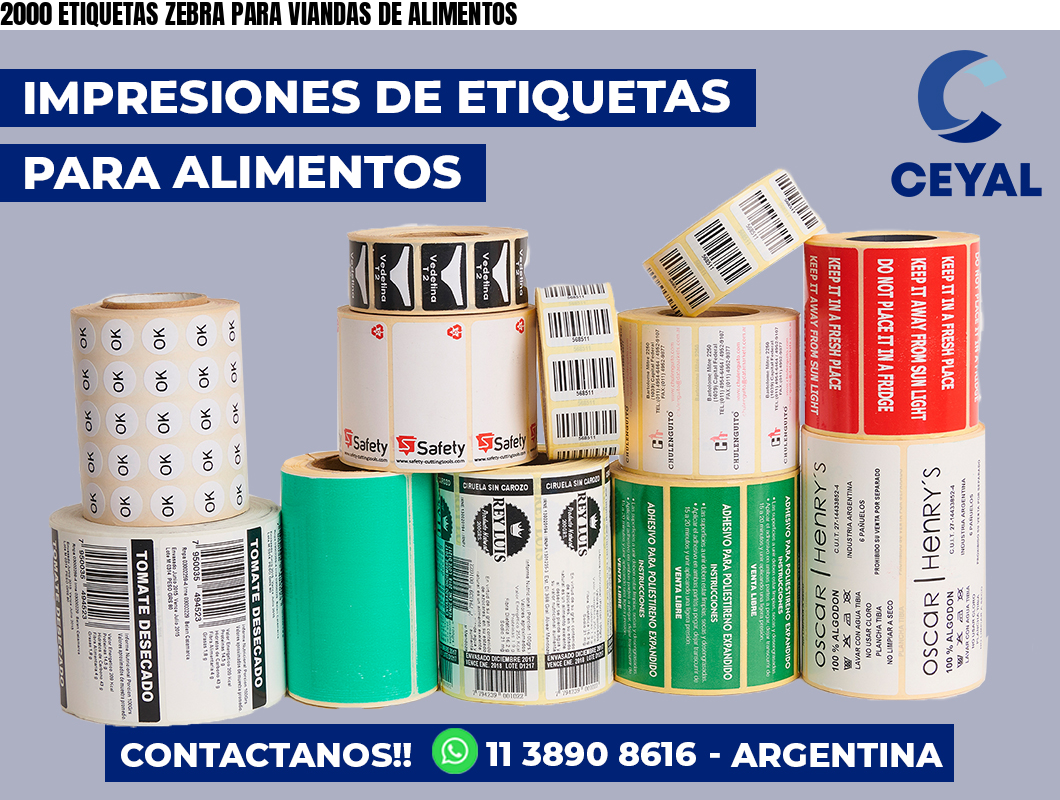 2000 ETIQUETAS ZEBRA PARA VIANDAS DE ALIMENTOS