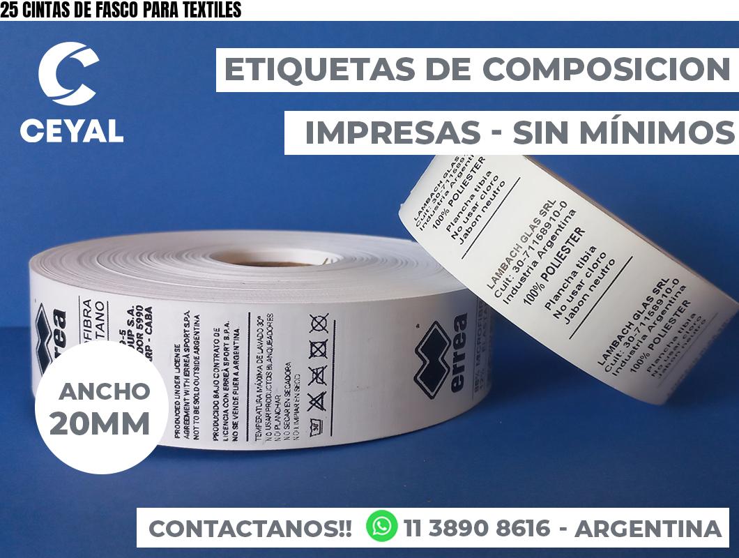 25 CINTAS DE FASCO PARA TEXTILES