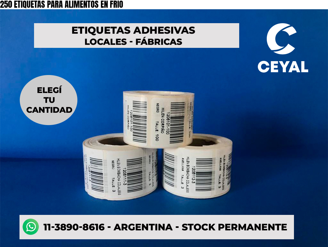 250 ETIQUETAS PARA ALIMENTOS EN FRIO