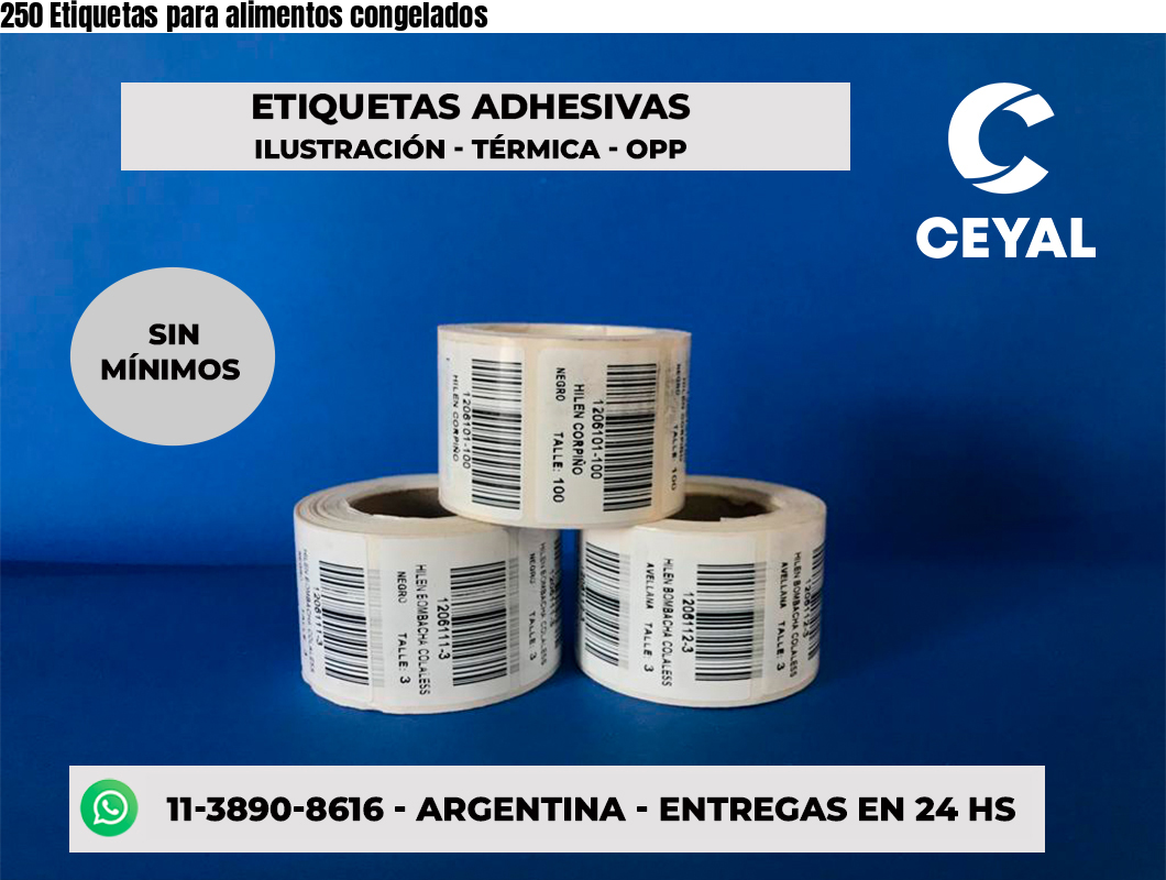 250 Etiquetas para alimentos congelados