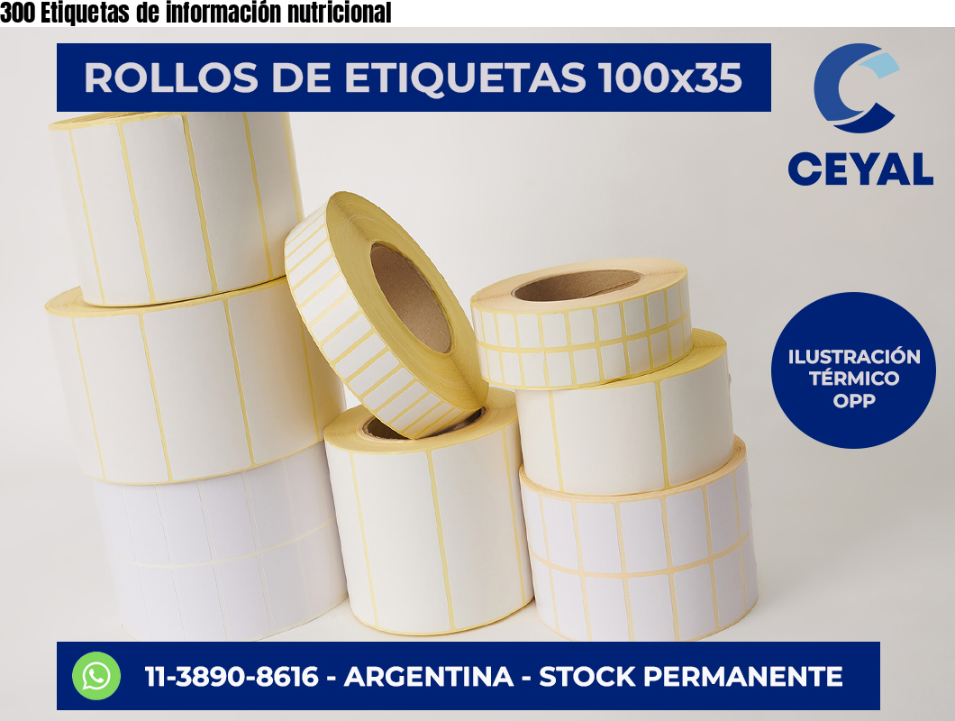 300 Etiquetas de información nutricional