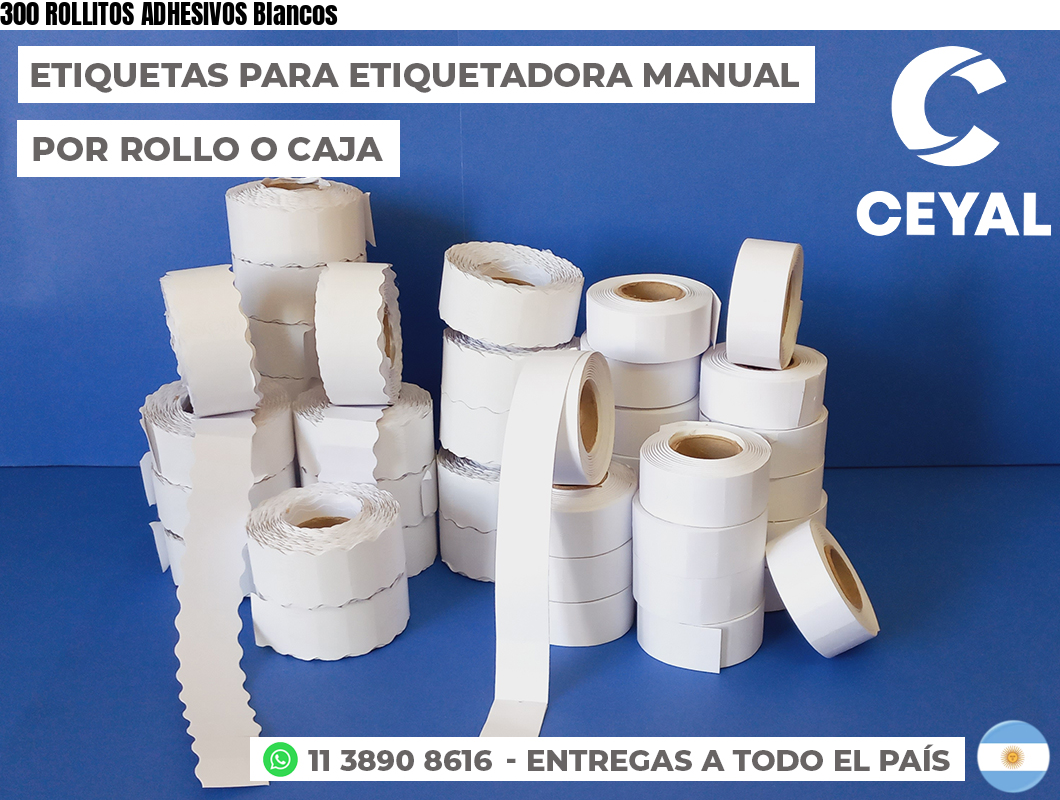 300 ROLLITOS ADHESIVOS Blancos
