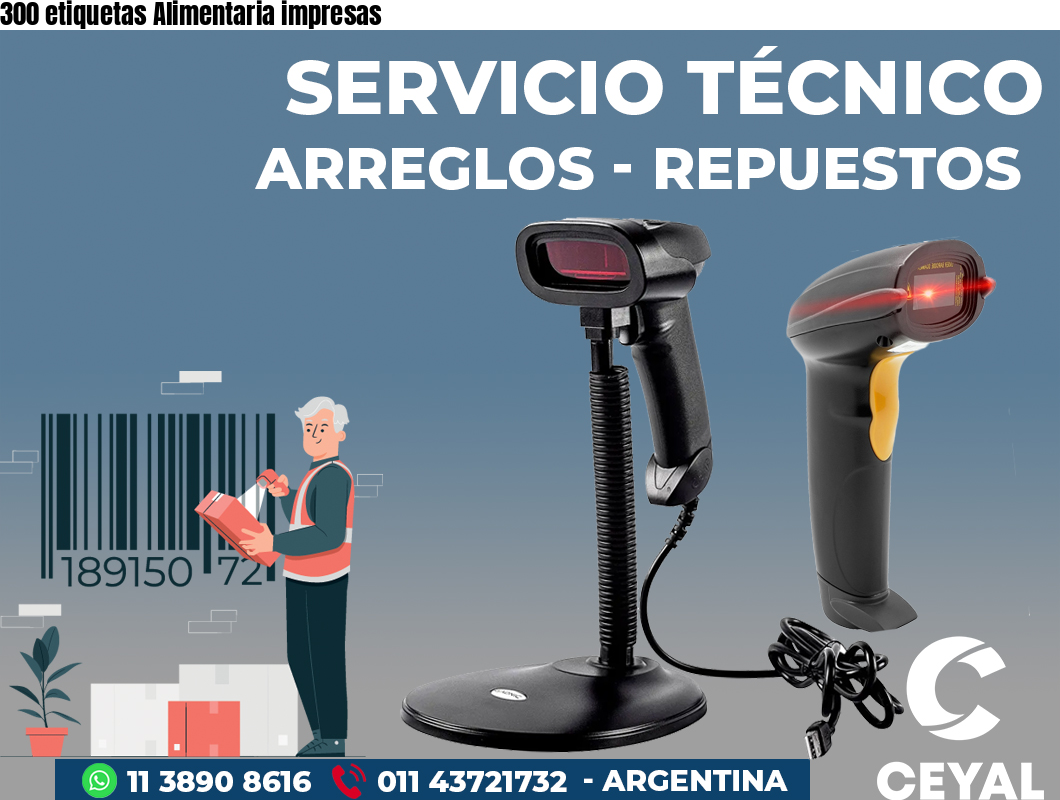 300 etiquetas Alimentaria impresas
