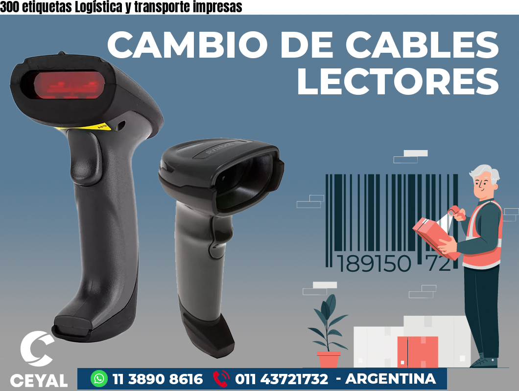 300 etiquetas Logística y transporte impresas