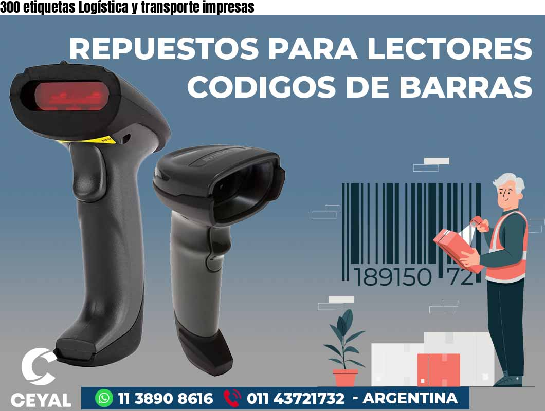 300 etiquetas Logística y transporte impresas