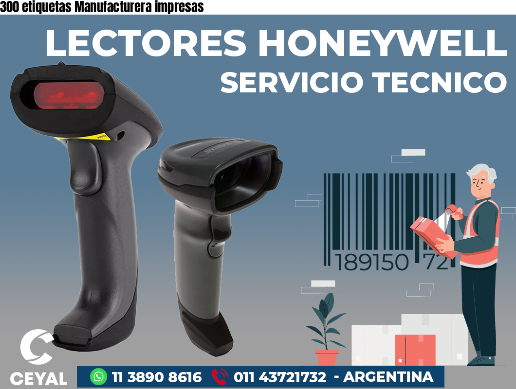 300 etiquetas Manufacturera impresas