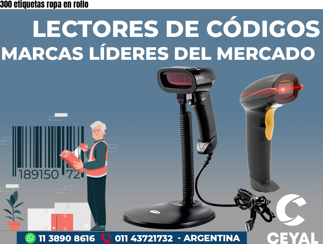 300 etiquetas ropa en rollo