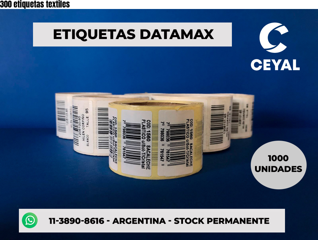 300 etiquetas textiles