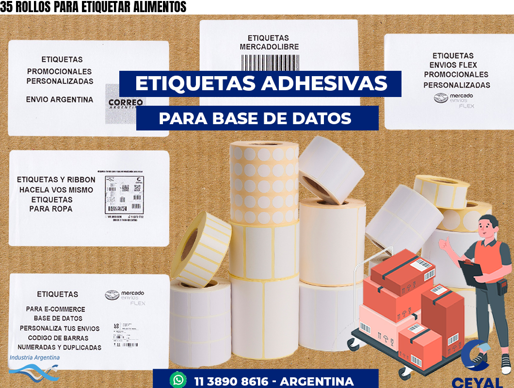 35 ROLLOS PARA ETIQUETAR ALIMENTOS