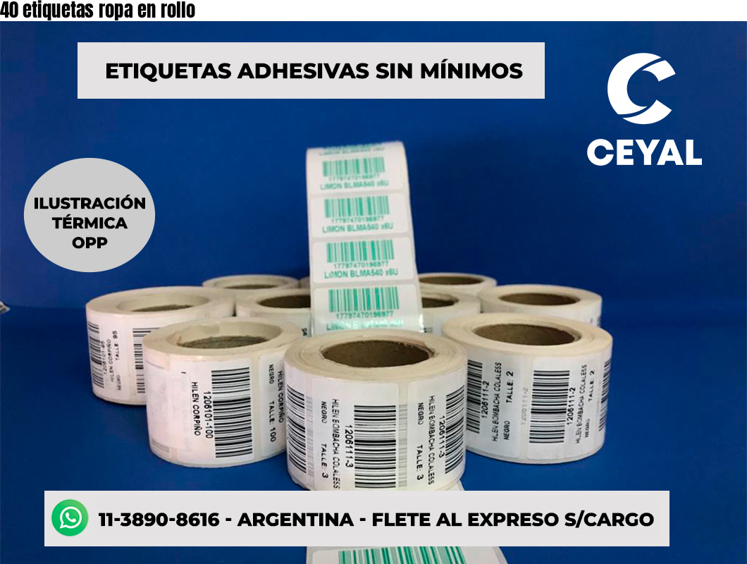 40 etiquetas ropa en rollo