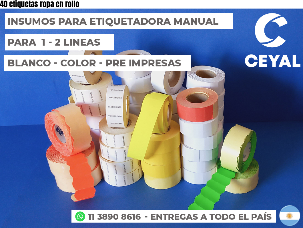 40 etiquetas ropa en rollo