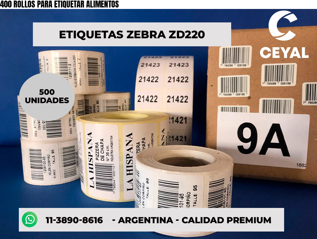 400 ROLLOS PARA ETIQUETAR ALIMENTOS