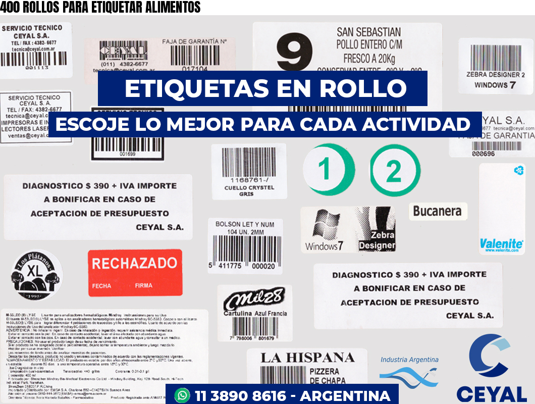 400 ROLLOS PARA ETIQUETAR ALIMENTOS