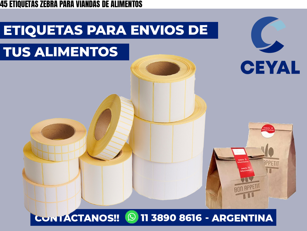 45 ETIQUETAS ZEBRA PARA VIANDAS DE ALIMENTOS