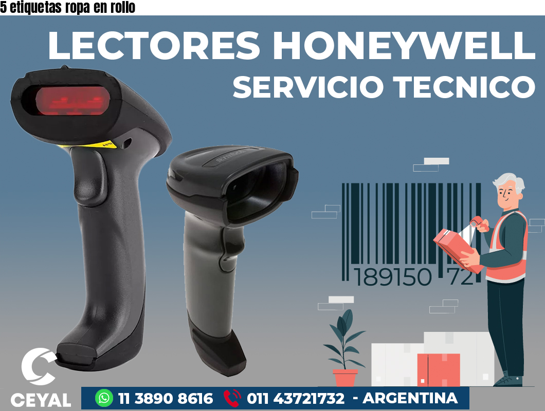 5 etiquetas ropa en rollo