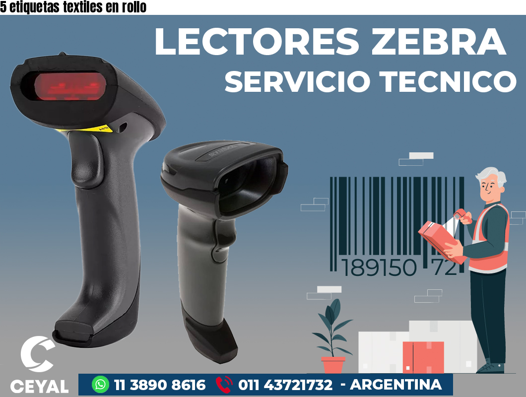5 etiquetas textiles en rollo