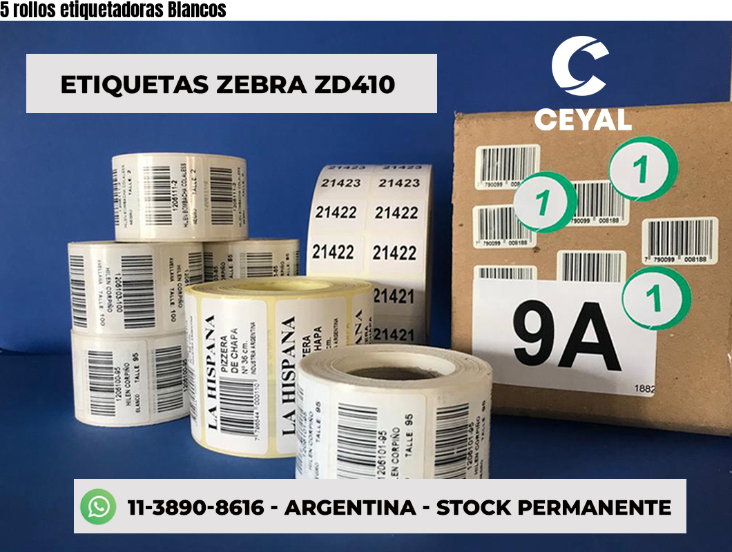 5 rollos etiquetadoras Blancos