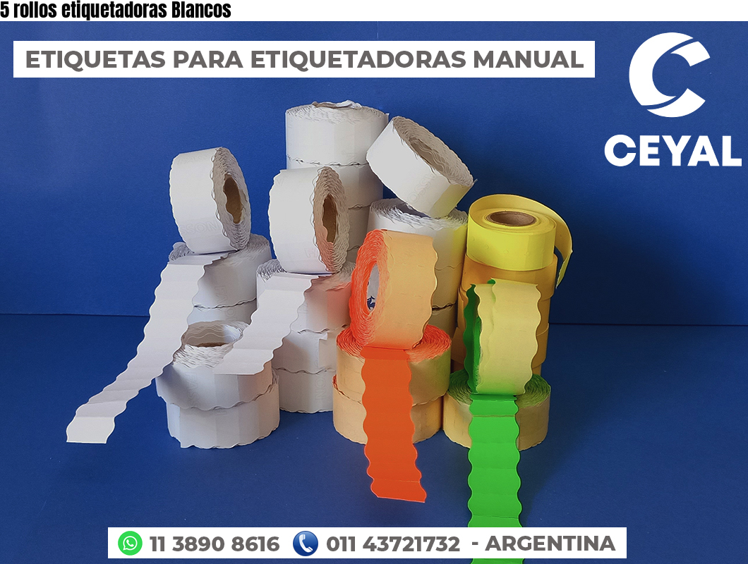 5 rollos etiquetadoras Blancos