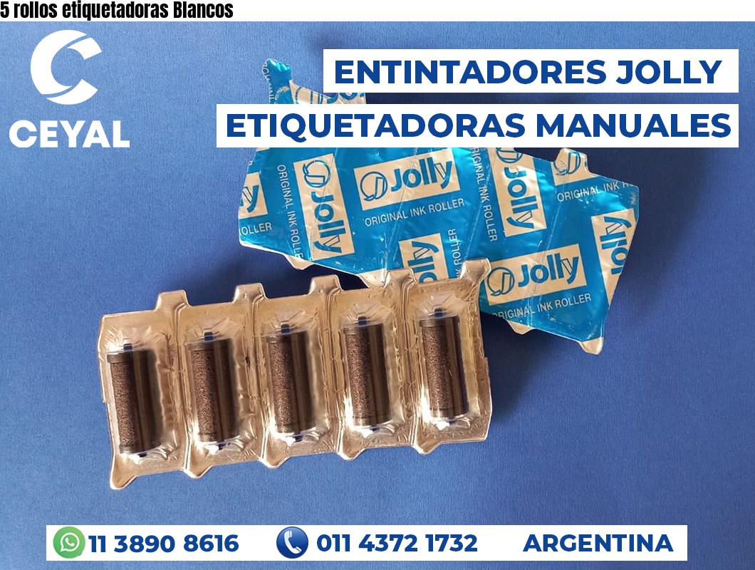 5 rollos etiquetadoras Blancos