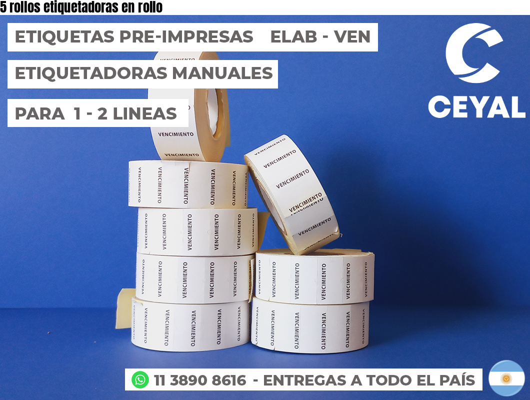 5 rollos etiquetadoras en rollo