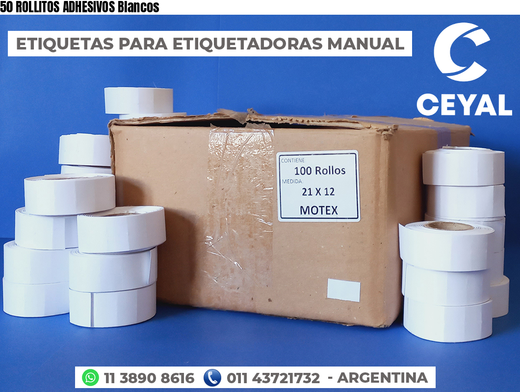 50 ROLLITOS ADHESIVOS Blancos