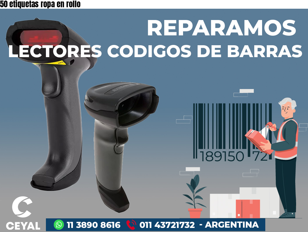 50 etiquetas ropa en rollo