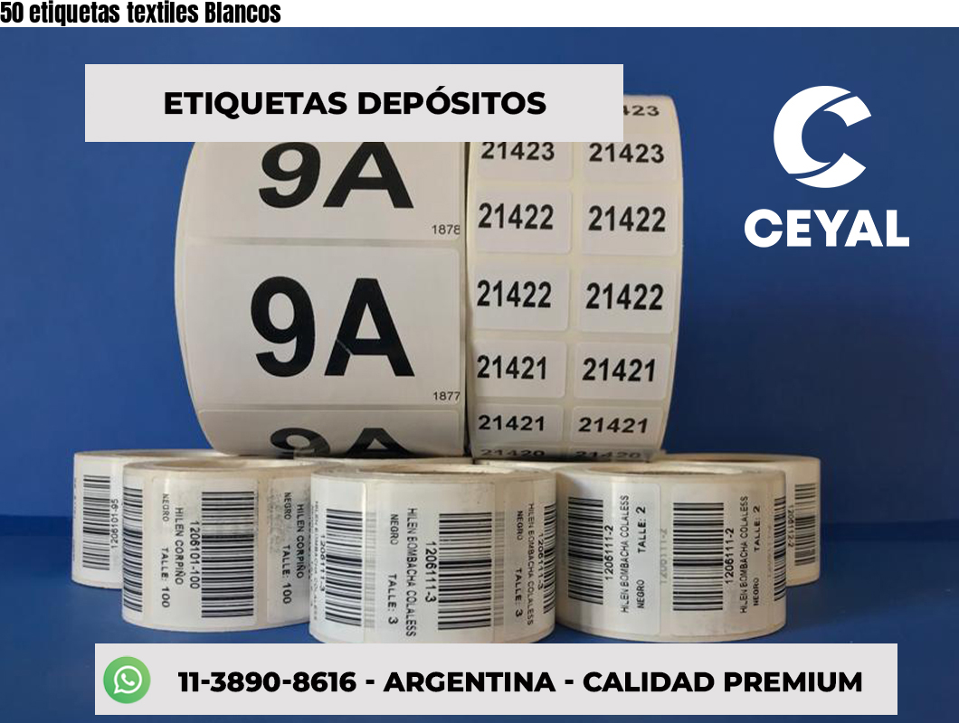 50 etiquetas textiles Blancos