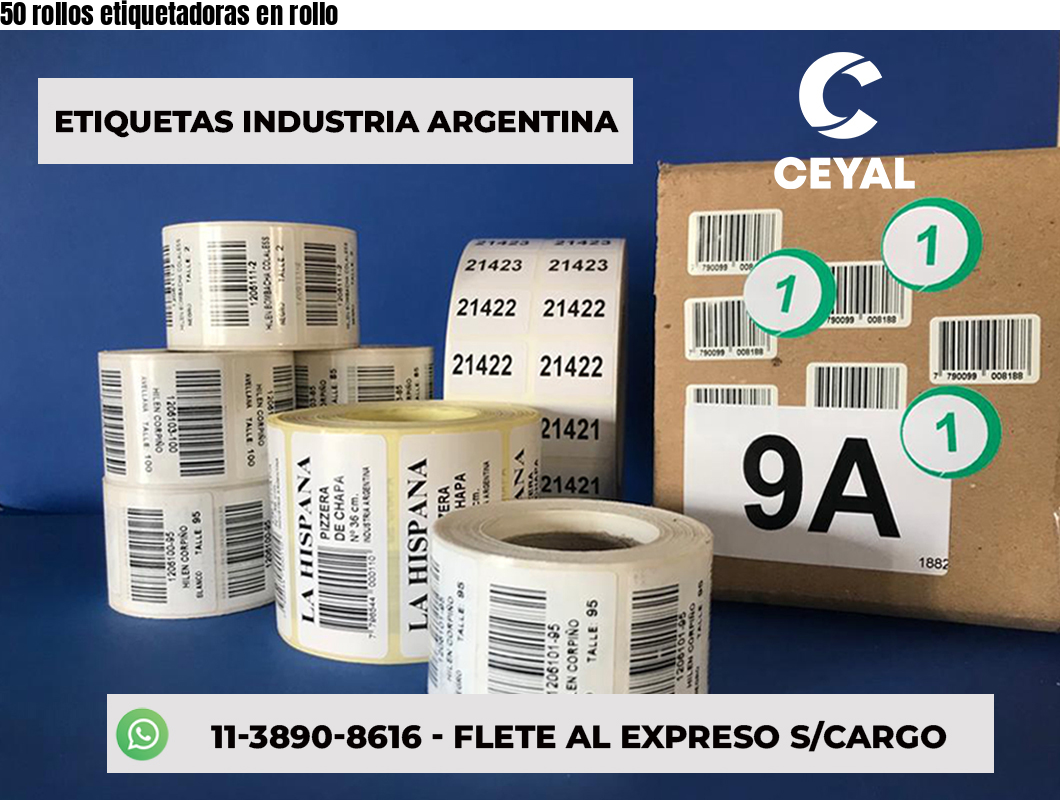 50 rollos etiquetadoras en rollo