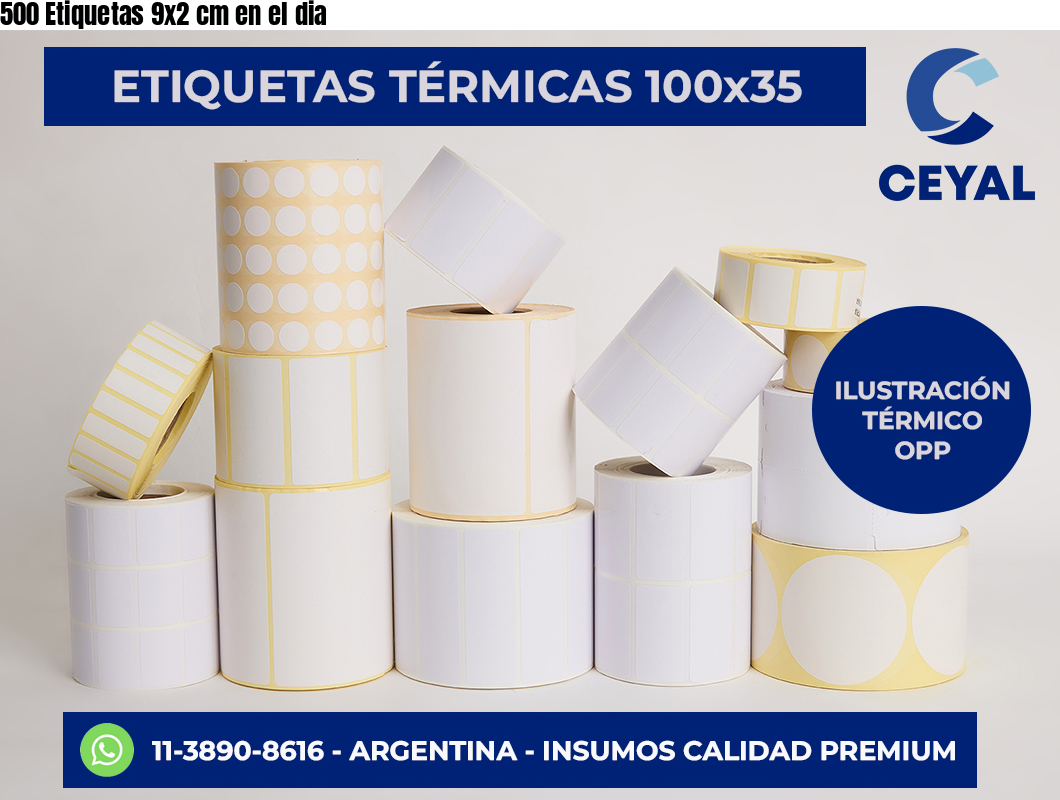500 Etiquetas 9×2 cm en el dia