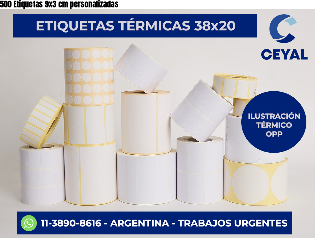 500 Etiquetas 9×3 cm personalizadas
