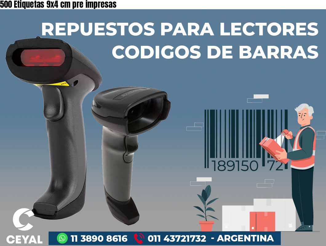 500 Etiquetas 9x4 cm pre impresas