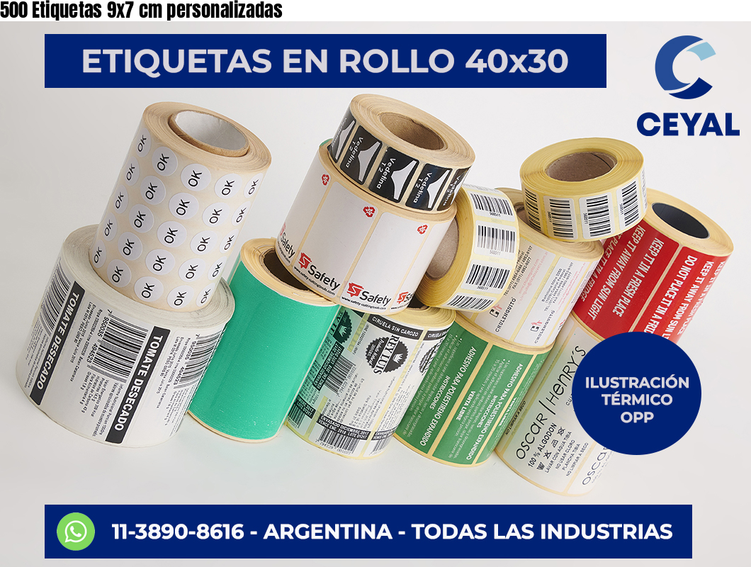 500 Etiquetas 9×7 cm personalizadas