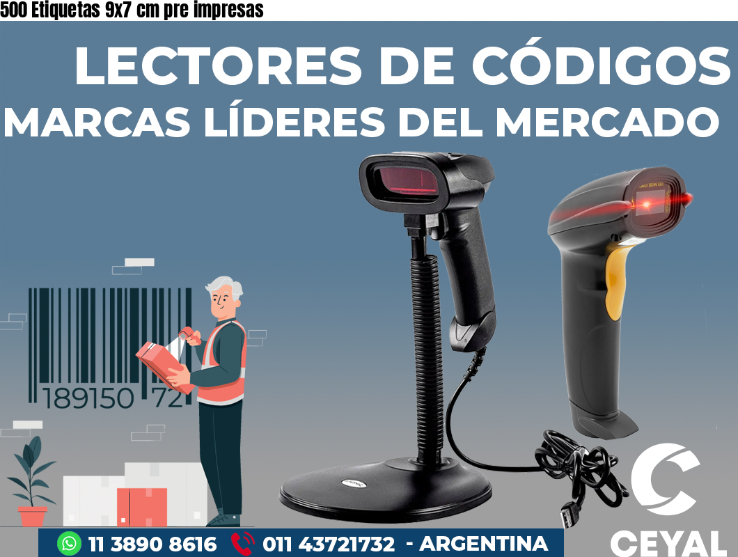 500 Etiquetas 9x7 cm pre impresas
