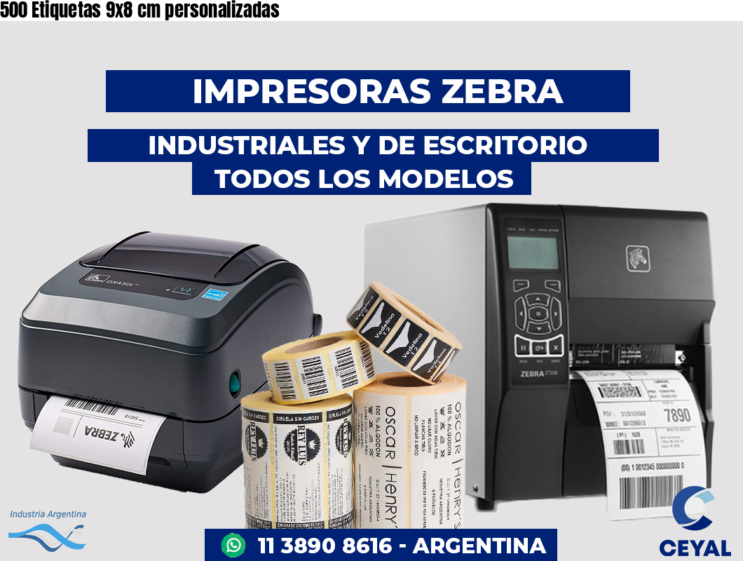 500 Etiquetas 9x8 cm personalizadas