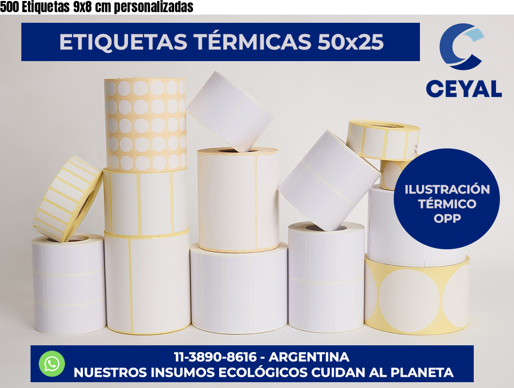 500 Etiquetas 9×8 cm personalizadas